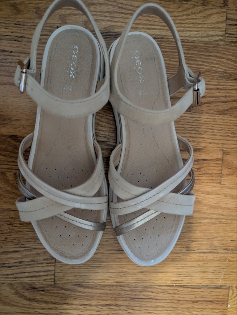 Geox Upper Leather Beige Women's Strappy Comfort Sandals US8.5